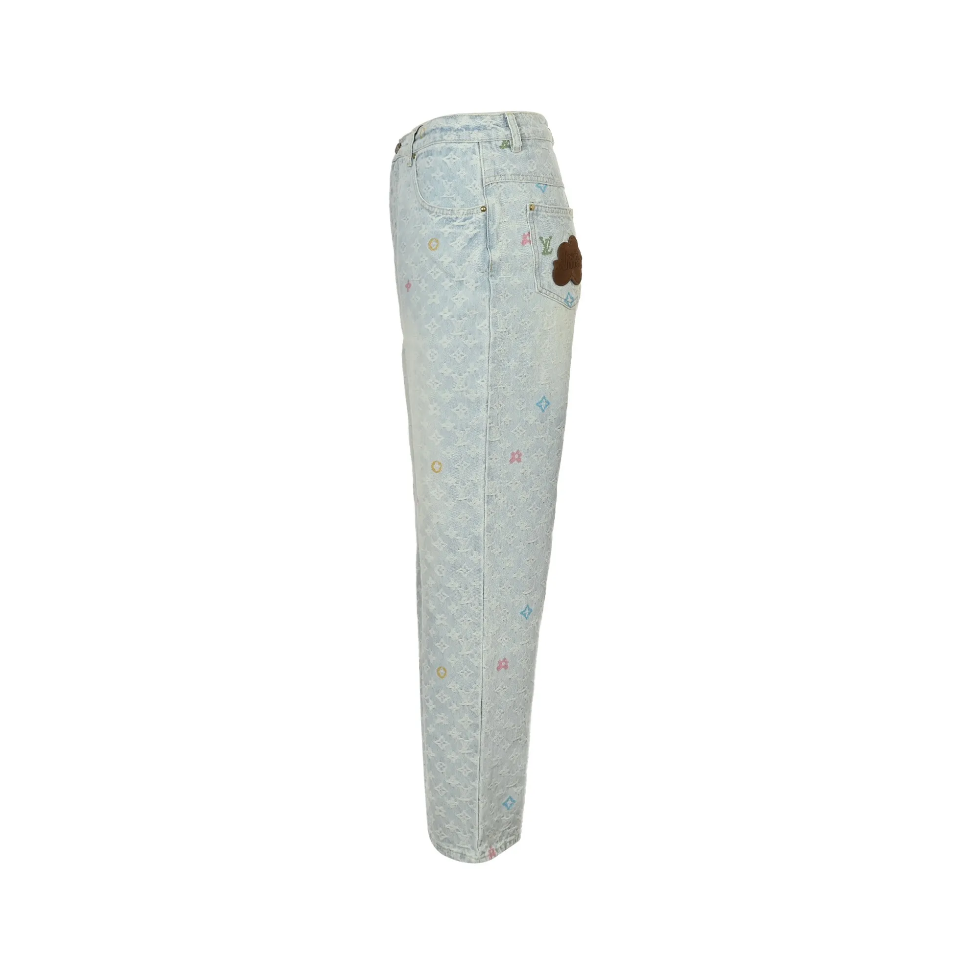 Louis Vuitton/Louis Vuitton Tyler joint style old flower jacquard embroidered jeans